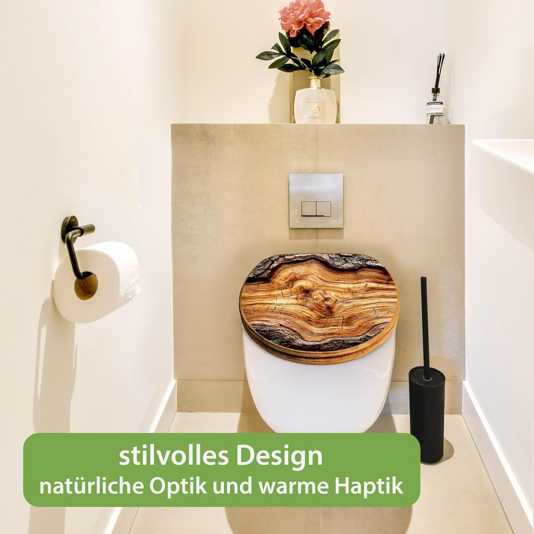 banjado Design WC Sitz Bambus Absenkautomatik 45,8x37,5cm - Toilettendeckel mit Absenkautomatik Holz