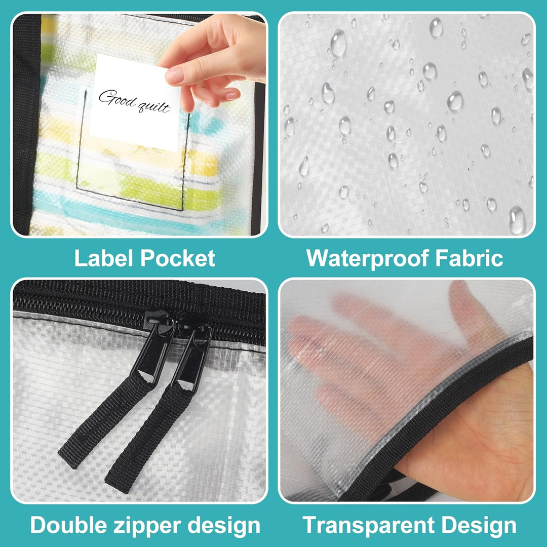 4 Stück 90L Aufbewahrungstasche, Clear Clothes Storage Bags Ufbewahrungstasche, umzugstaschen Gross,