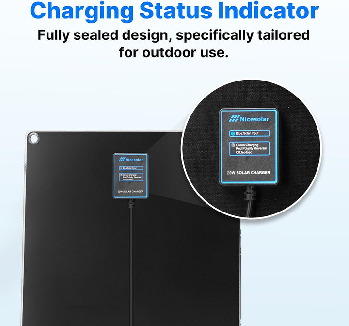 Nicesolar 20W 12V Solarpanel Auto-Batterie Erhaltungsladegerät &amp; Maintainer mit Zigarettenanzünder-S