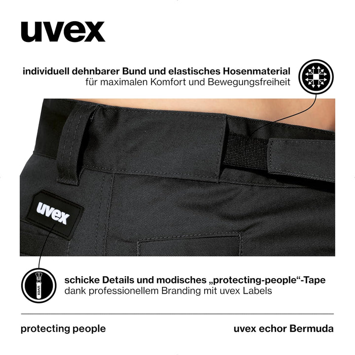 uvex echor Arbeitsshorts - Kurze Premium Arbeitshose - Herren-Cargohose - Stretch-Bund, leicht, elas