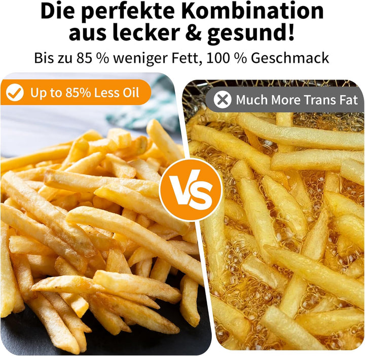 aeco TOUCH AirFryer 5,7 Liter, Heissluftfritteuse mit 270° beleuchtetem Sichfenster & digitalem Touc