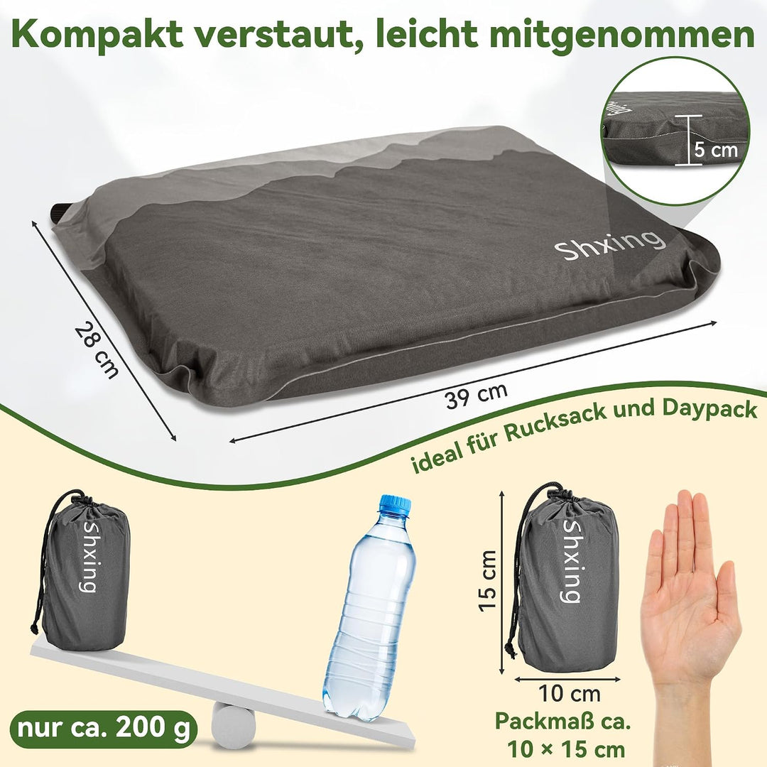 Sitzkissen Outdoor faltbar für Stadion, Camping &amp; Wandertouren | Selbstaufblasend, 5 cm dick, 200 g
