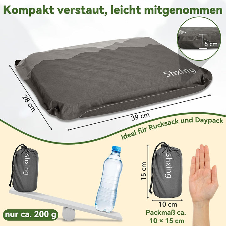 Sitzkissen Outdoor faltbar für Stadion, Camping &amp; Wandertouren | Selbstaufblasend, 5 cm dick, 200 g