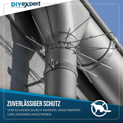 DIYexpert 5er Pack Marder-Schutz für Fallrohre bis zu Ø 100mm aus Edelstahl - individuell anpassbare