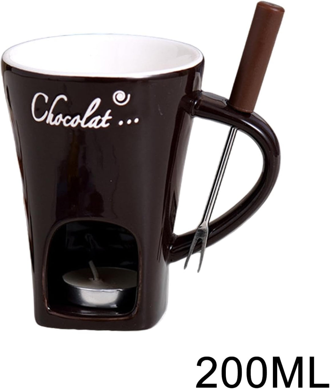 Schokoladen-Fondue-Becher, Kreatives Tee-Kerzen-Fondue-Tassen-Set, Keramik-Schokoladen-Fondue-Kaffee