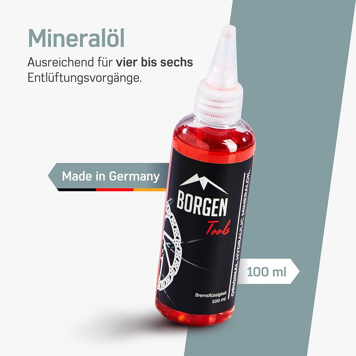Borgen Entlüftungsset für Shimano Scheibenbremsen - Entlüftungskit mit Anleitung für Deore, Dura Ace