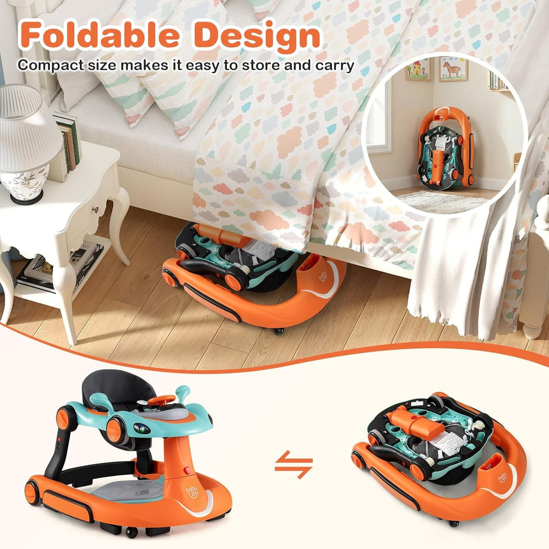 FANTASK 7 in 1 Lauflernhilfe mit abnehmbarem Verdeck, Lauflernwagen höhenverstellbar mit Spielboard,