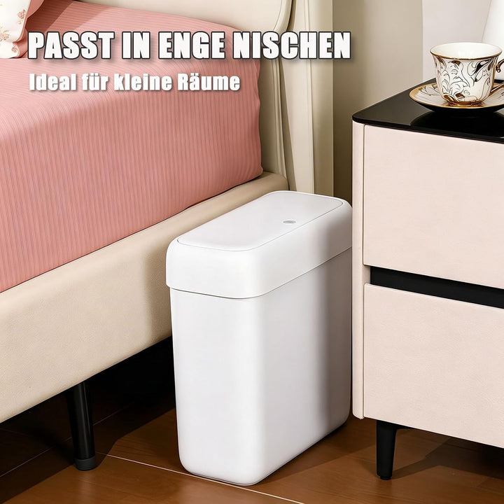 funest 2er Set Badmülleimer mit Deckel, Schmaler Mülleimer für Badezimmer, Kunststoff Abfalleimer mi