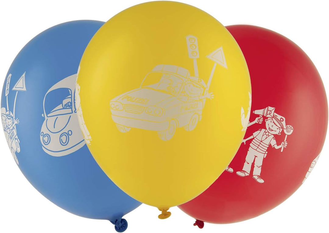 TIB Heyne 19530 - Partykoffer Polizei, 62 Teile, Partygeschirr und Dekoration, Kindergeburtstag