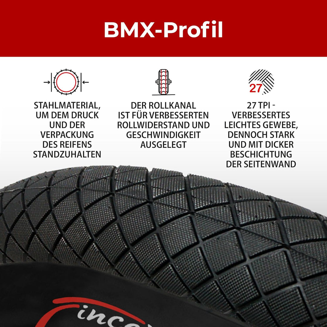 Fincci Set Fahrradreifen 20 Zoll 20x1.95 53-406 Reifen Fahrradmantel mit Autoventil Schläuche Fahrra