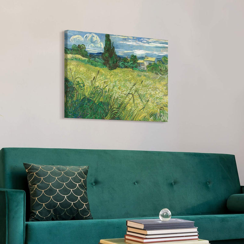 PICANOVA – Vincent Van Gogh Green Field 80x60 cm – Bild auf Leinwand – Leinwandbild – Premium Leinwa