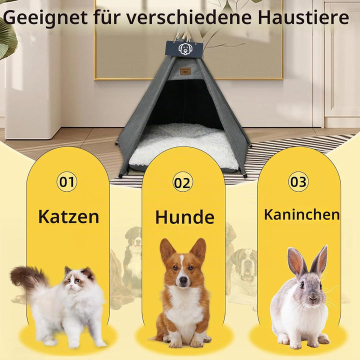 Tipi Zelt fur Katzen und Hunde Haustierzelte Häuser mit Plüschkissen Luxery Hundezelt Katzenzelt Abn
