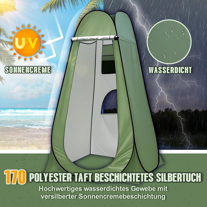 Charmofun Duschzelt Camping, Toilettenzelt Pop Up Umkleidezelt UV-Schutz, Mobile Tragbar WC Zelt mit
