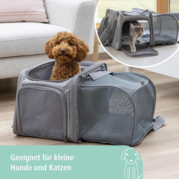 Kerbl Pet Tragetasche Vacation, Transporttasche, Transportbox, grau, 40 x 30 x 27 cm, für kleine Hun