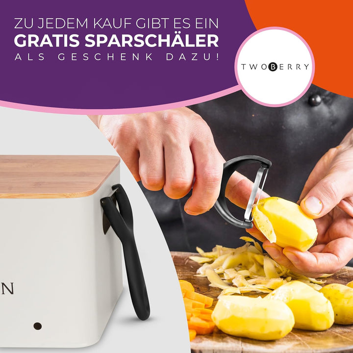 Kartoffel Aufbewahrungsbox (3er Set) inkl. Sparschäler- längere Haltbarkeit durch Luftzirkulation -