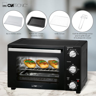 Clatronic MBG 3727 Multi-Backofen, 25 Liter Backraum, Umluft + Ober- und Unterhitze, Drehspiessfunkt