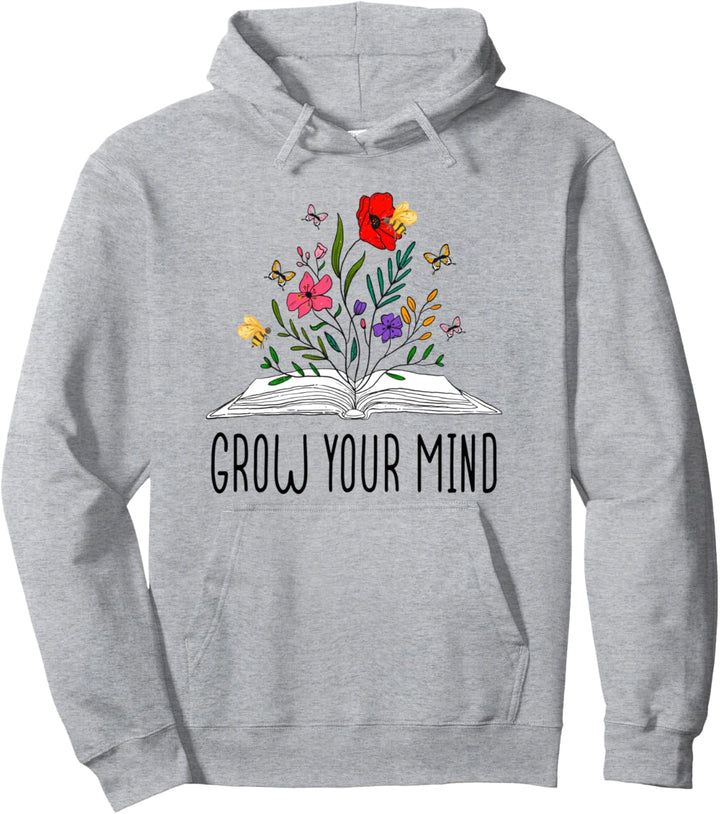 Buch mit Blumen Bienen und Schmetterlingen - Grow Your Mind Pullover Hoodie