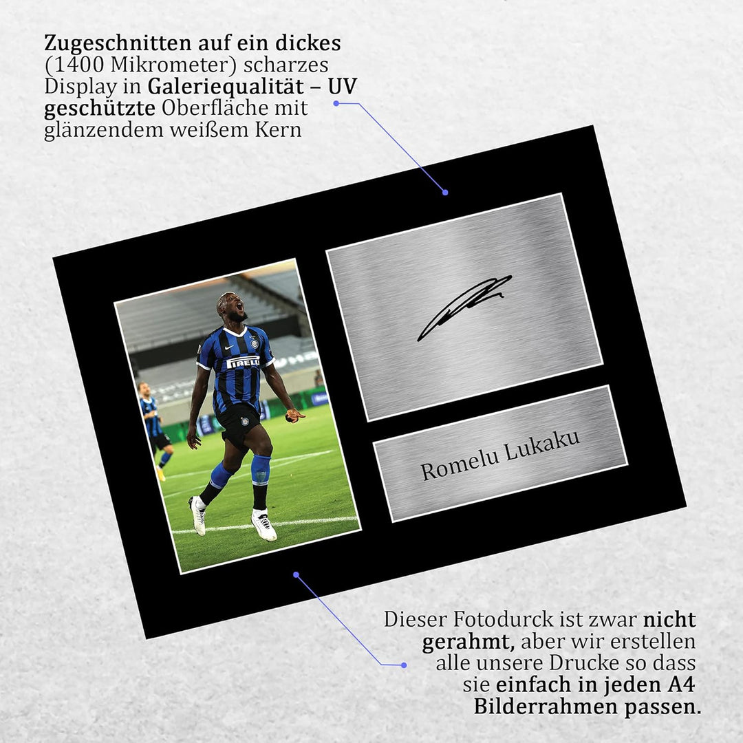 HWC Trading A4 Romelu Lukaku Inter Mailand Gifts Gedrucktes signiertes Autogramm Bild für Fussballfa