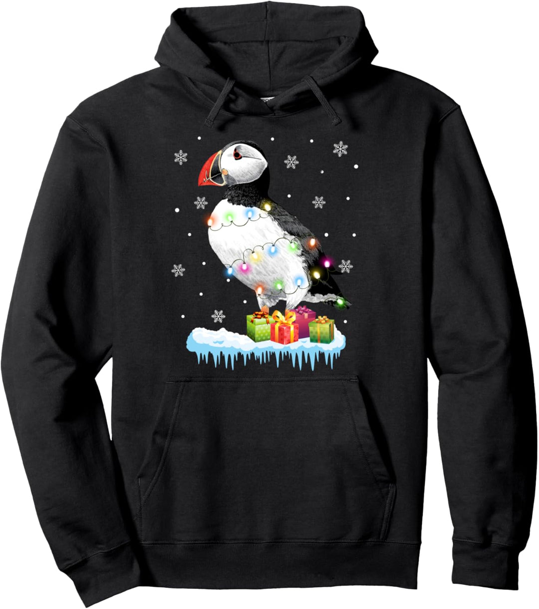 X-Mas Atlantic Puffin Muffin Christmas Lights Funny Puffins Pullover Hoodie