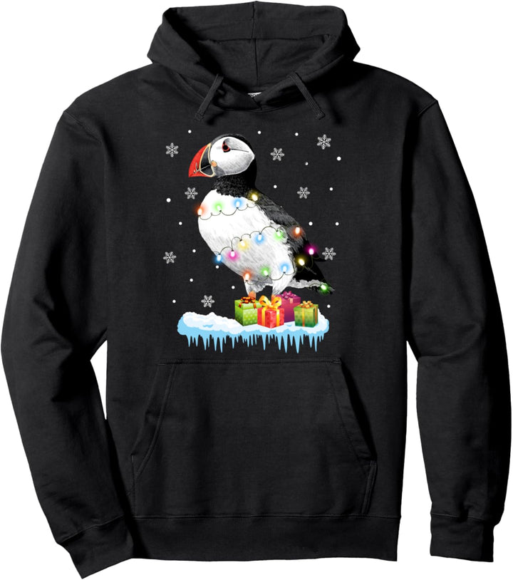 X-Mas Atlantic Puffin Muffin Christmas Lights Funny Puffins Pullover Hoodie