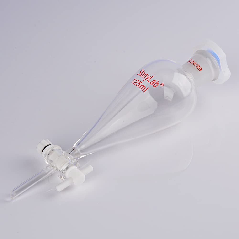 stonylab Scheidetrichter Glas, Borosilikatglas 125 ml Scheidetrichter Heavy Wall Conical Separatory