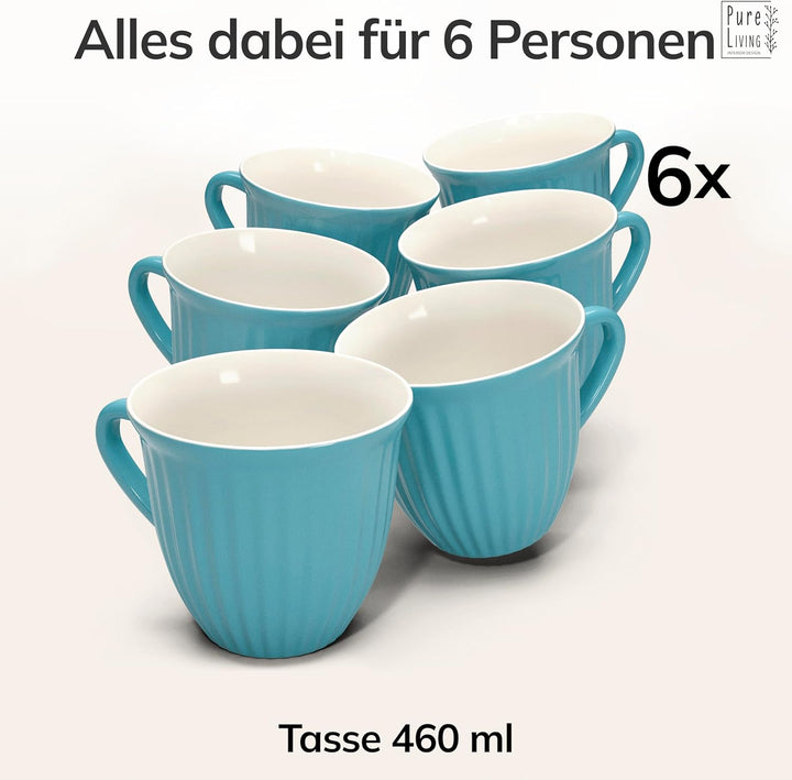 Steingut Kaffeetassen 6 Personen Hygge TESTSIEGER, Traumhaftes Skandinavisches Steingut Tassen Set,