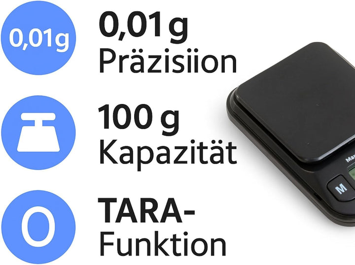 Weedness Feinwaage Waage milligramm 0,1g/500g Micron - Taschenwaage Digital Briefwaage Tischwaage Go