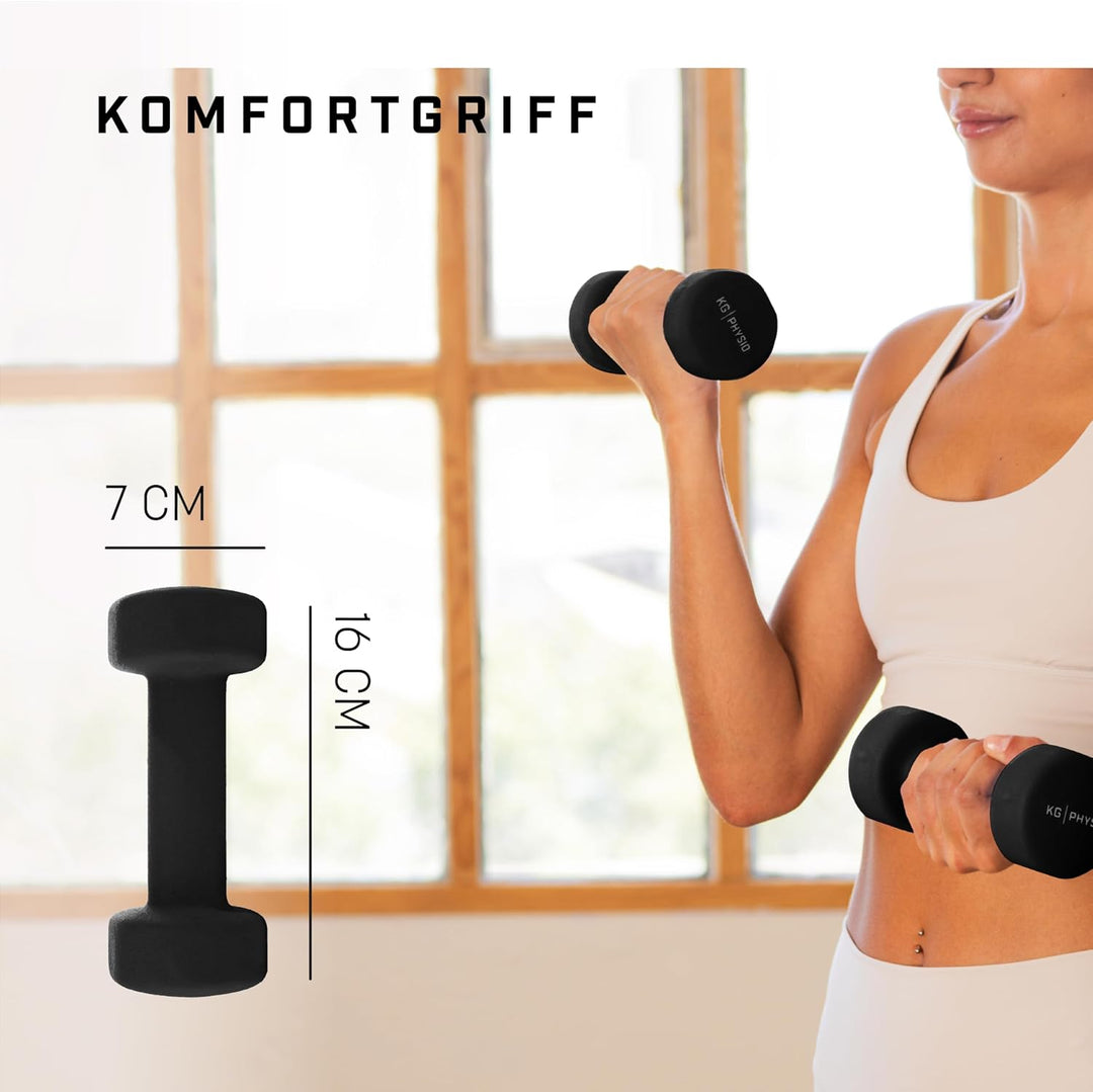 Neopren Hanteln Set - Inkl. Fitnessposter mit 32 Übungen, schweissabweisendes Kurzhanteln 2er Set au