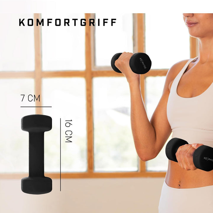 Neopren Hanteln Set - Inkl. Fitnessposter mit 32 Übungen, schweissabweisendes Kurzhanteln 2er Set au