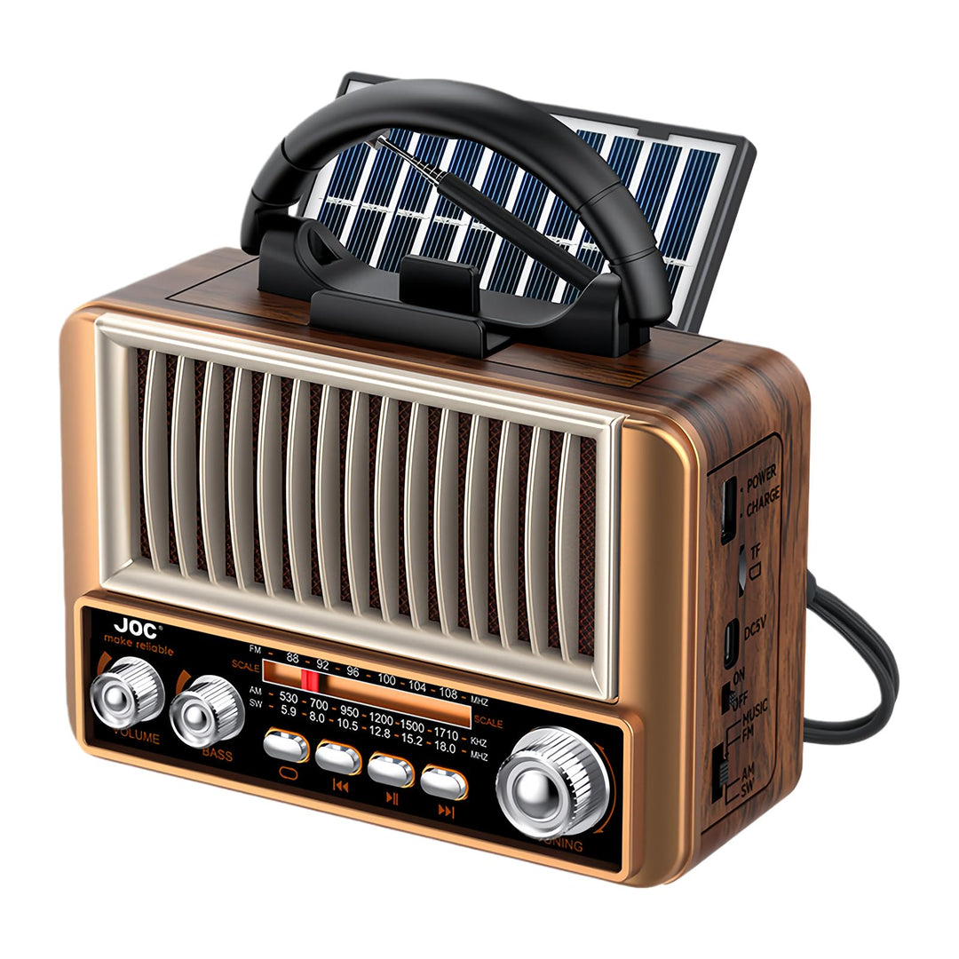 Tragbare Solar Retro Radio, Nostalgie Radio Mit Bluetooth, Am/Fm/Sw Radios,Einfache Bedienung, Hochw