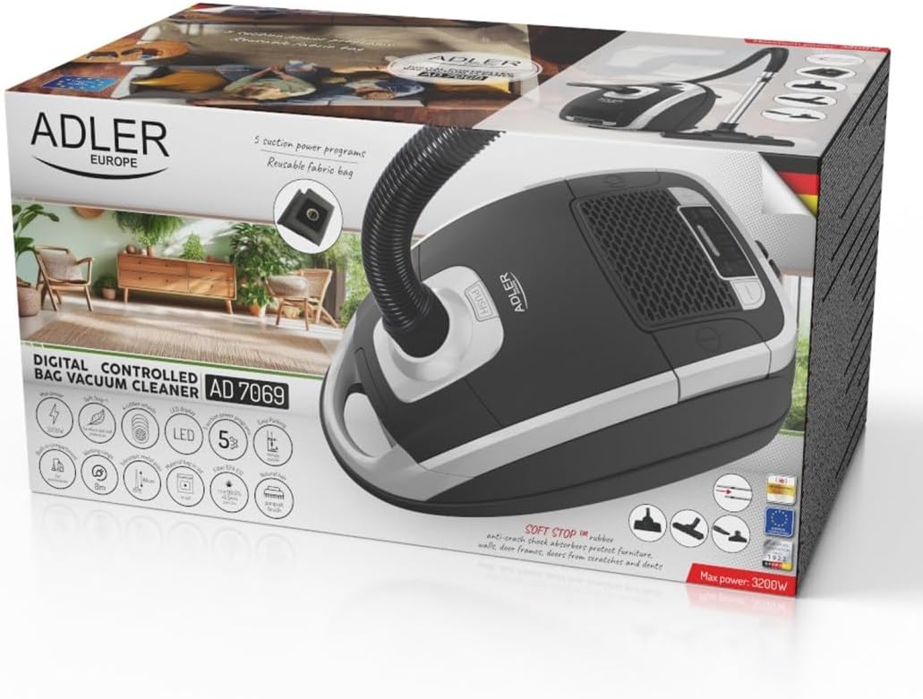 Adler AD 7069 Digital gesteuerter Staubsauger mit Beutel