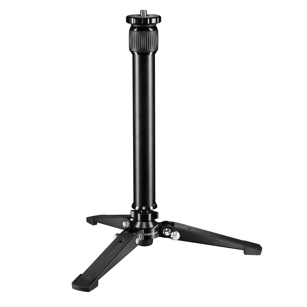 Mantona ONE Mini 50 cm mit Standspinne – Aluminium Einbeinstativ, Höhe 5-50 cm, Traglast 6 kg, ideal