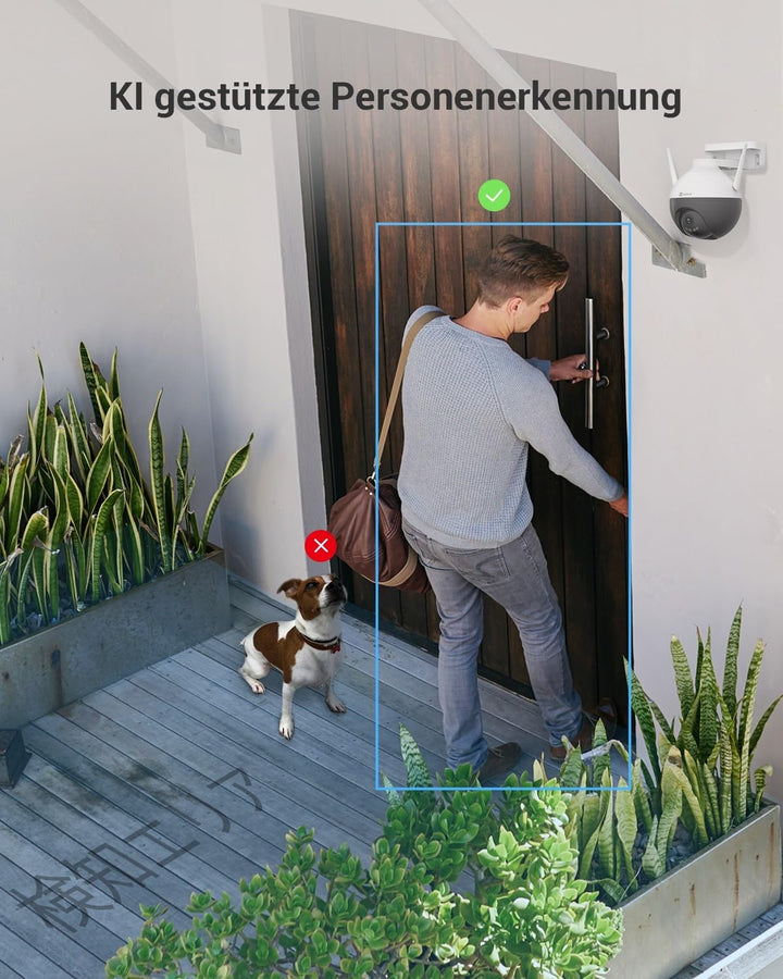EZVIZ 1080P WLAN IP Kamera, Überwachungskamera mit 30 Meter Farbnachtsicht, KI Personenerkennung, Ak