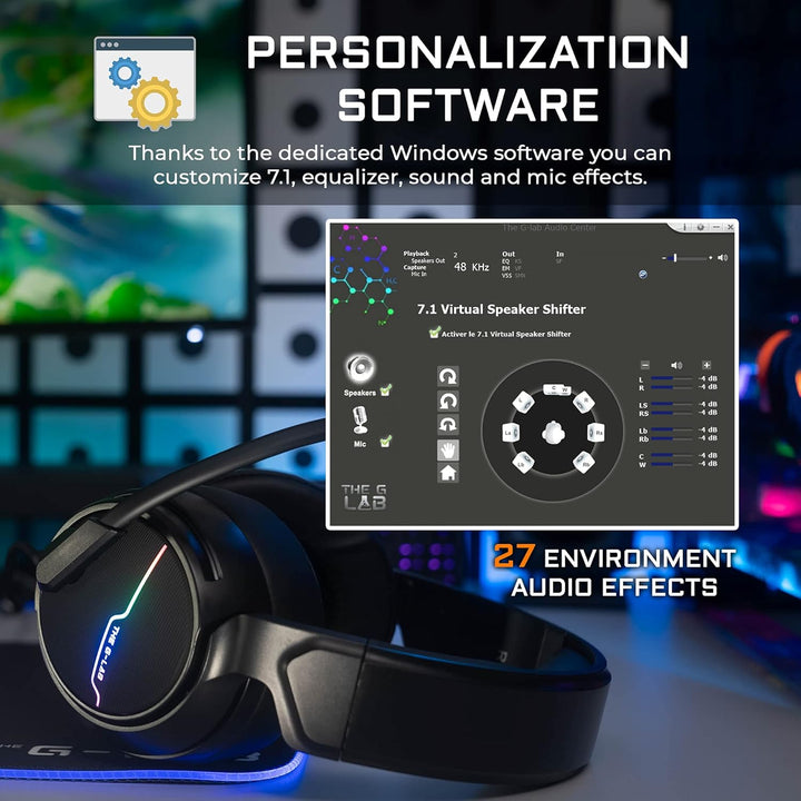 The G-LAB Korp Thallium Gaming-Kopfhörer, USB, 7.1, Digital Surround - Headset für Gamer, Audio - Mi