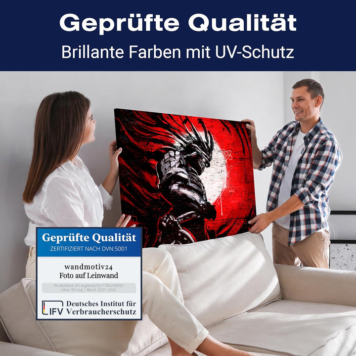 wandmotiv24 Leinwandbild Kämpfer und Krieger, 60x45cm, Querformat, Samurai, Deko, Bilder auf Leinwan