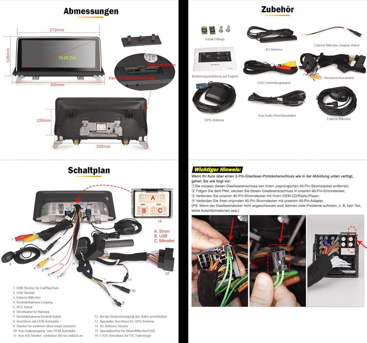 Erisin Android 14 Qualcomm 8-Kern 4+64GB 10,25 Zoll Autoradio GPS Navi Für BMW 5er F10 F14 Unterstüt