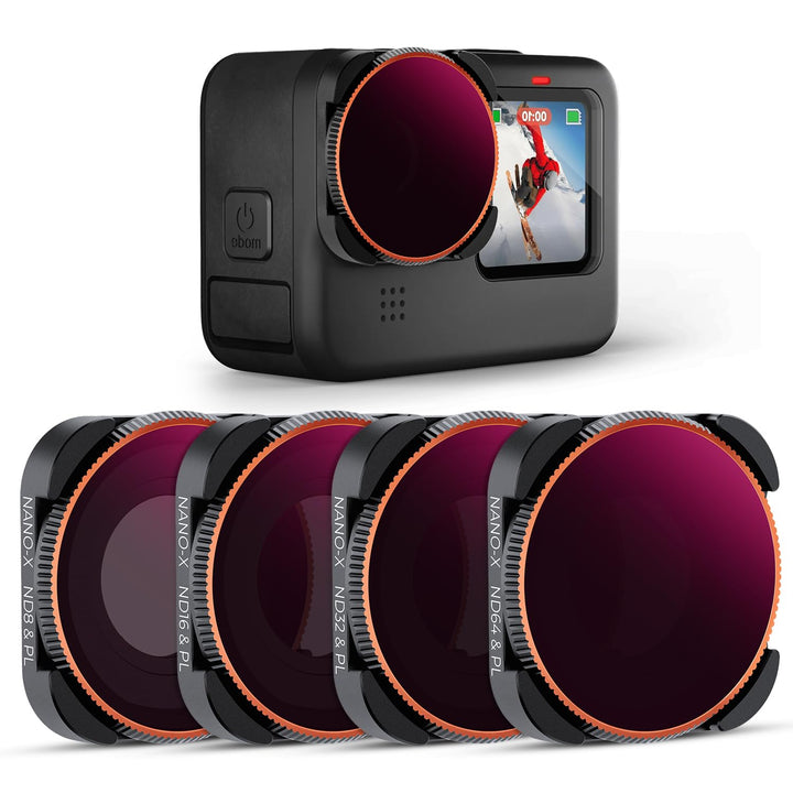 K&F Concept Bright Day - 4 Pack ND/PL Filtersets(ND8/PL,ND16/PL,ND32/PL,ND64/PL) Kompatibel mit GoPr