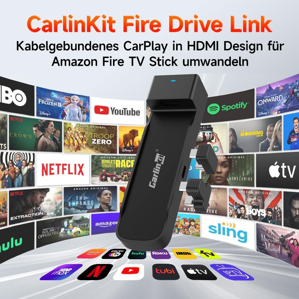 Carlinkit Car TV HDMI 2026 for Fire TV Stick Konverter, HD HDMI Auto Adapter Cast Video/Game zum Aut