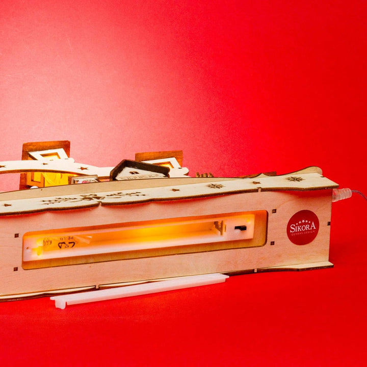 Sikora LB62 beleuchteter LED Holz Schwibbogen WEIHNACHTSDORF inklusive Trafo