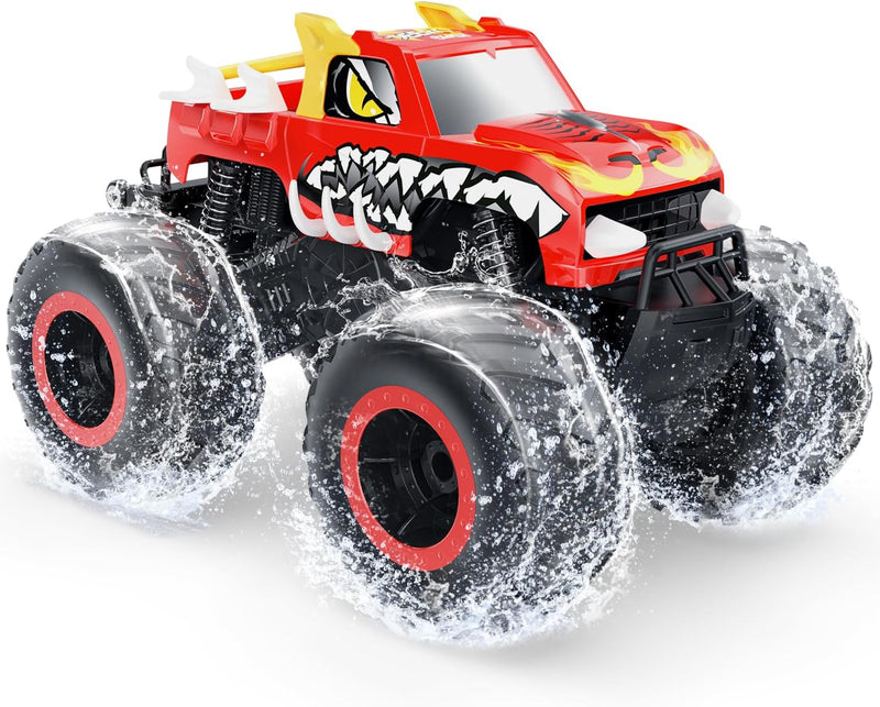 DEERC Amphibisches Ferngesteuertes Auto 1:16, 4WD Off-Road Monster Trucks in Feuer-Drache-Optik mit