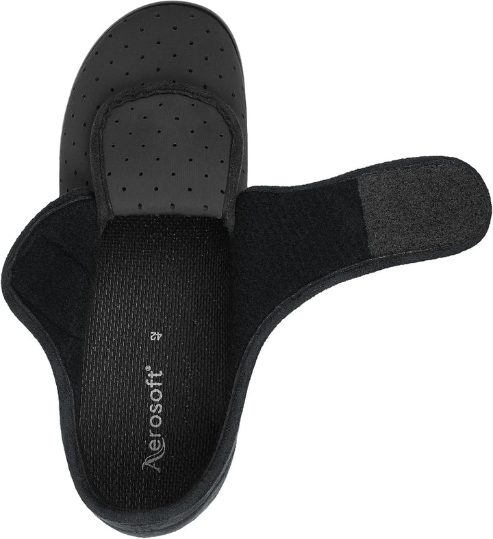 Aerosoft Klett-Halbschuh Stretch 10 Damen Herren Weite G-H Wechselfussbett leicht 36 EU Weit Schwarz