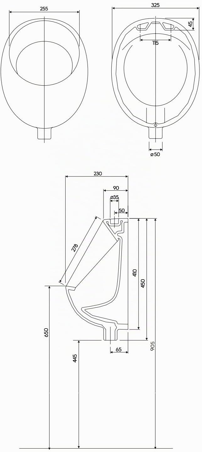 VBChome Urinal Geberit Keramik Zulauf Oben Weiss Modern Hochwertig Pinkelbecken senkrecht Pissoir Pi