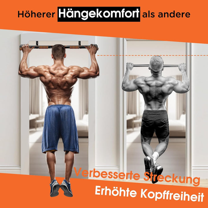 DH FitLife Klimmzugstange Türrahmen ohne Schrauben kein Abrutschen mit Multigriff-Positionen | Pull