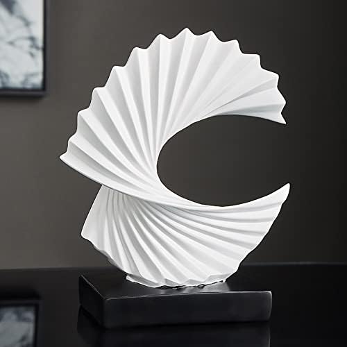 Tauzveok Abstract Sculpture, Modern Decoration in White, Decorative Spiral from Harz 28 cm high for