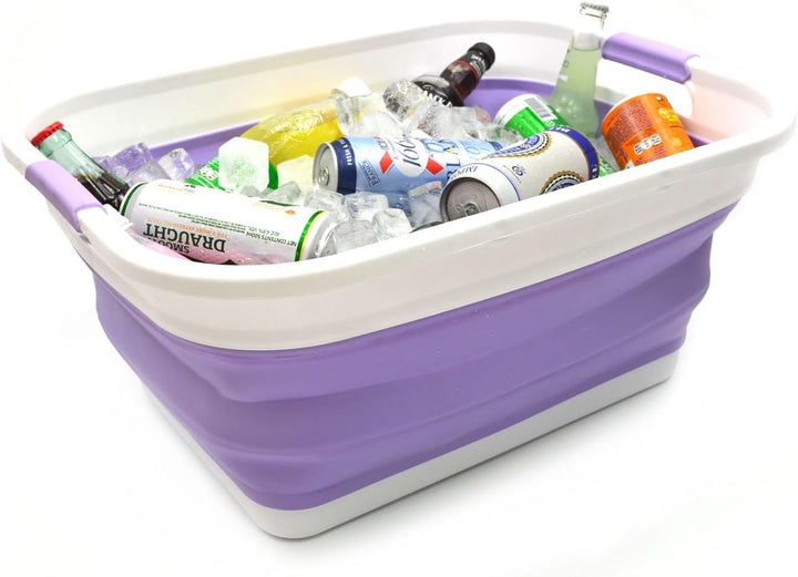 SAMMART 41L Collapsible Plastic Laundry Basket - Foldable Pop Up Storage Container/Organizer - Porta