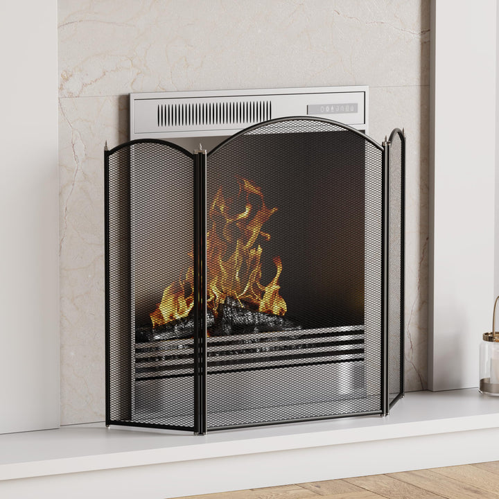 Fire Vida Selby Funkenschutzgitter für Kamine, 3-teilig, schwarz, Selby
