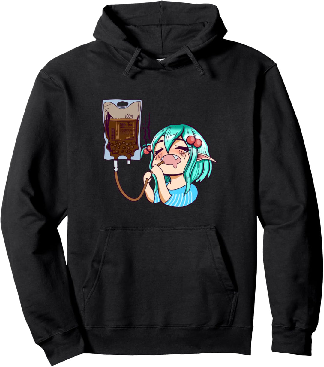 Anime Kawaii Kult, Mädchen mit Bubble Tea, Kinder Pullover Hoodie