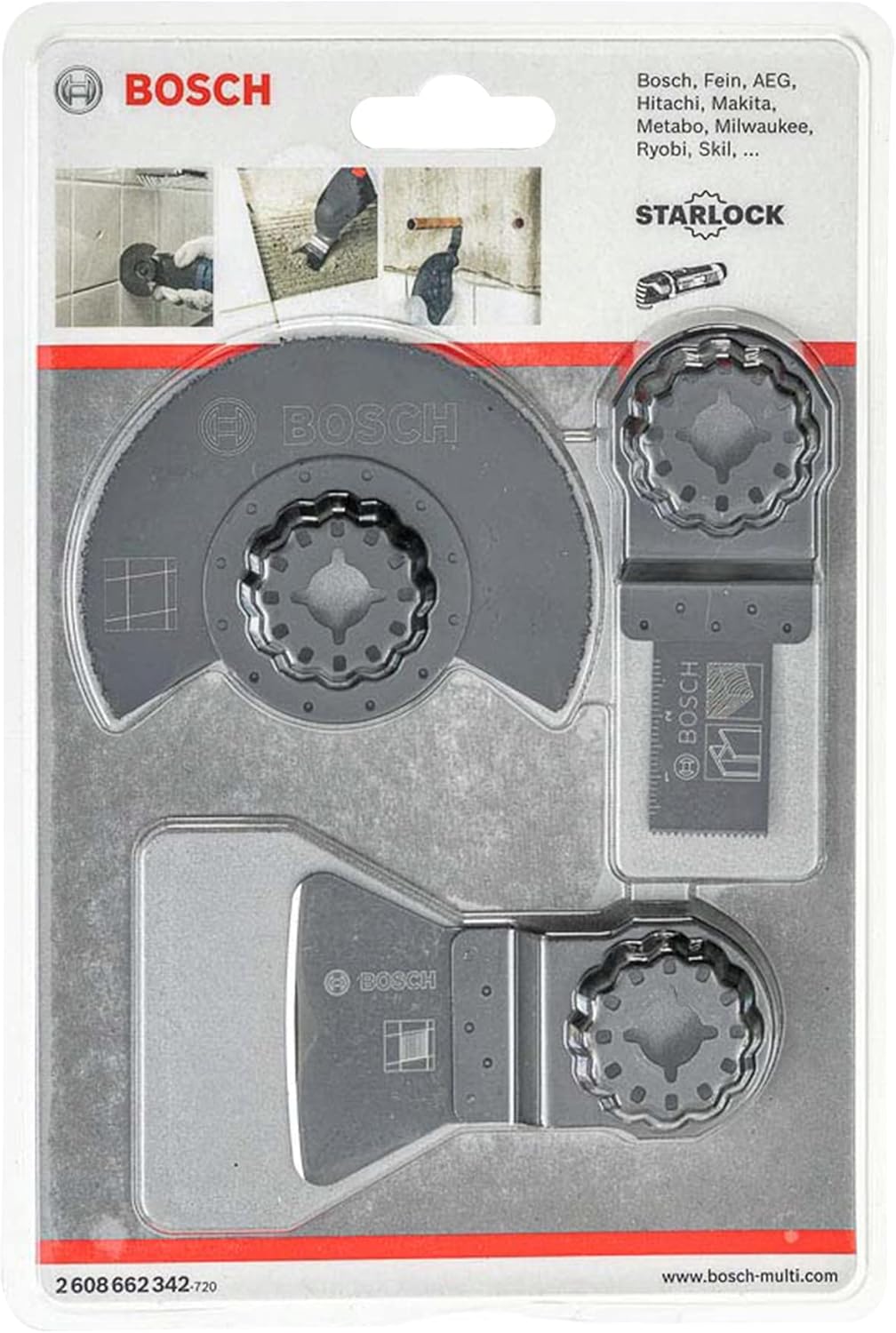 Bosch Professional 3 tlg. Starlock Fliesen Basis Set (für Fliesen, Fräsen, Abschaben, Tauchschneiden