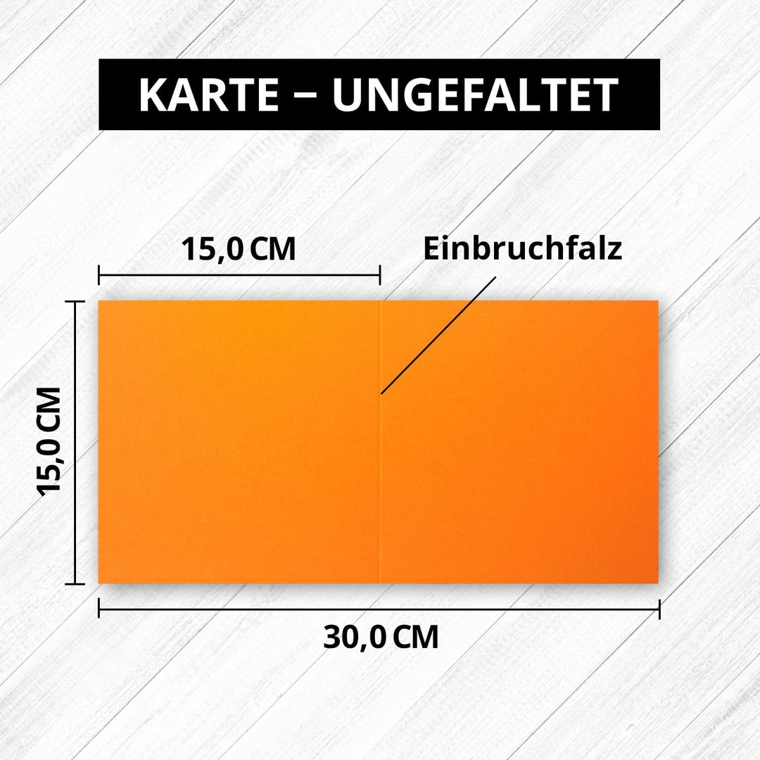 75x Quadratisches Falt-Karten Set - 15 x 15 cm - mit Brief-Umschlägen & Einlegeblättern - Orange - F
