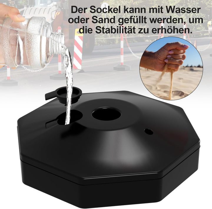 Ikodm 2X Absperrpfosten, Kettenpfosten von 1,4 m Kunststoff Absperrketten Rot und Weiss, Poller Stan